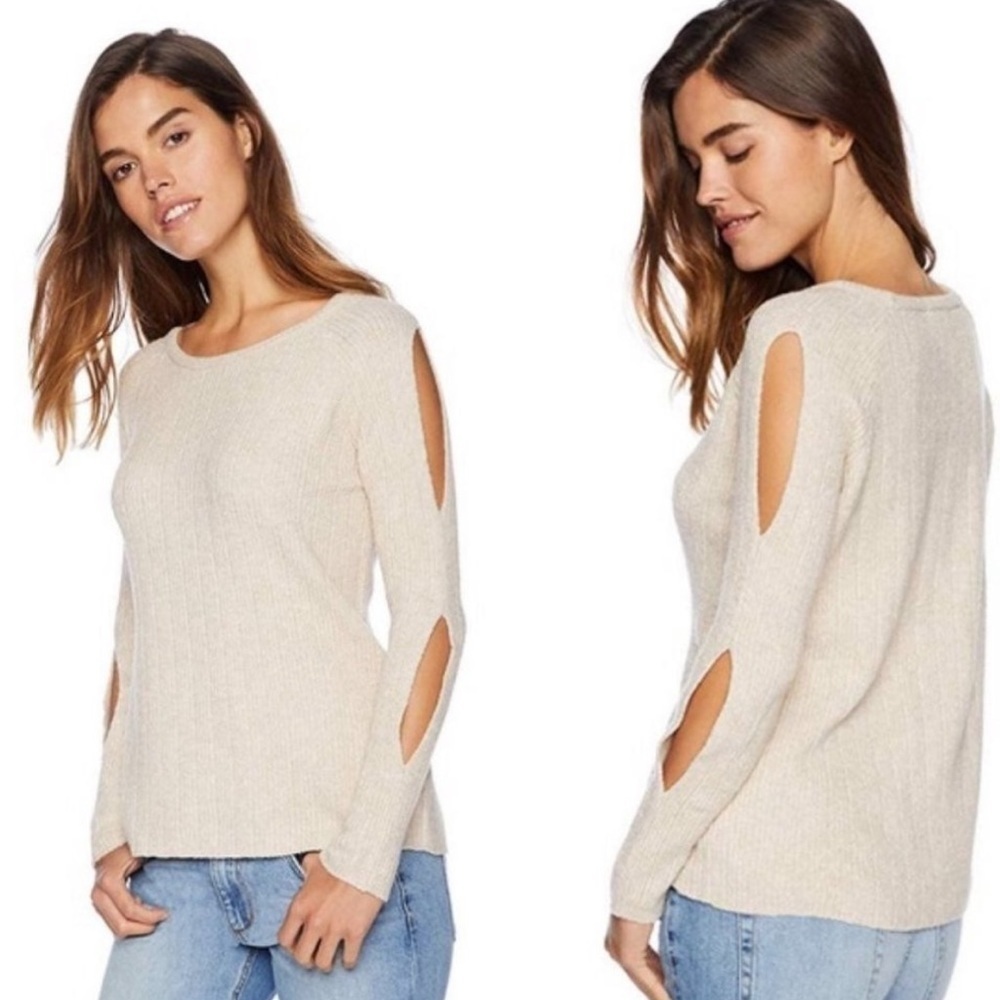 BB Dakota Beige Sweater with Sleeve Cut-Outs